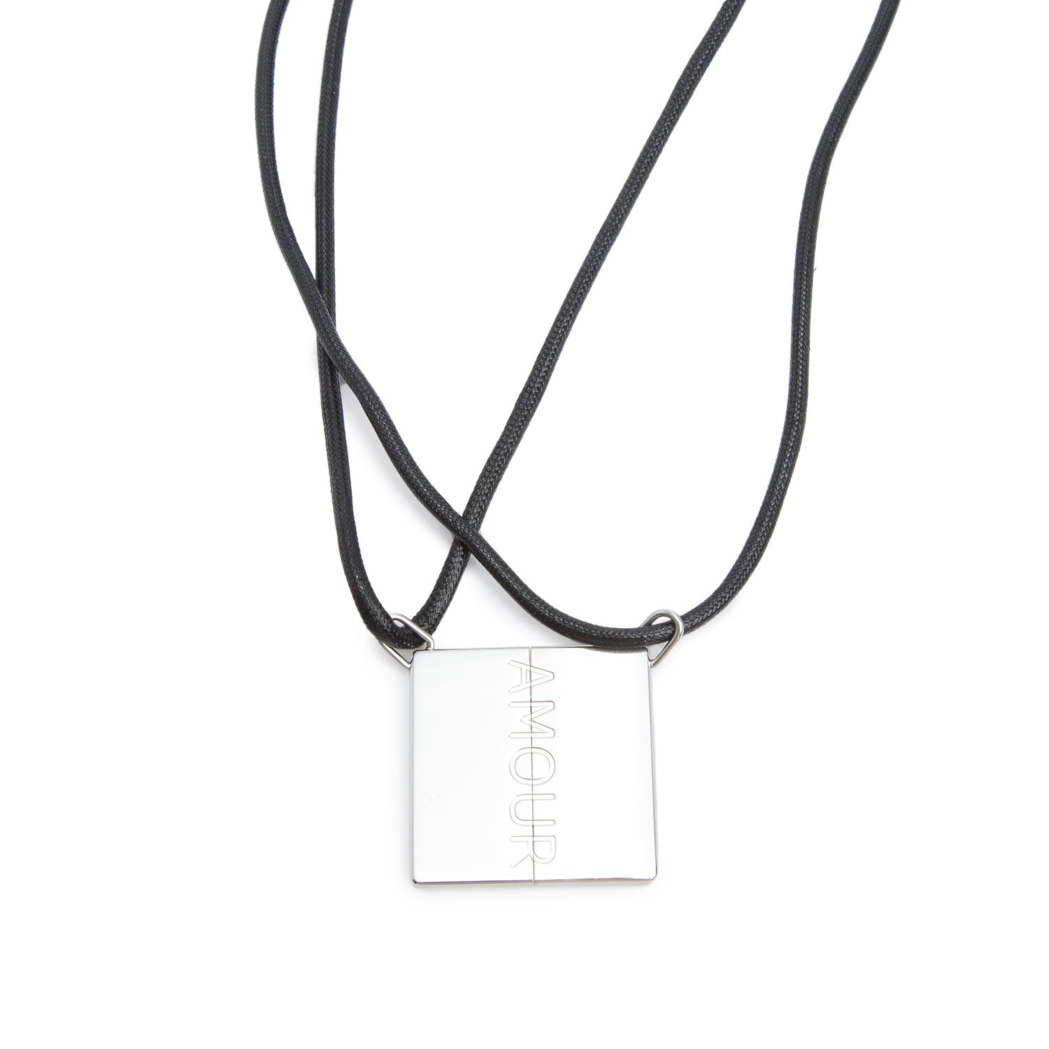 Hermes Palladium-Plated Symbole Amour Pendant Leather Necklace Set