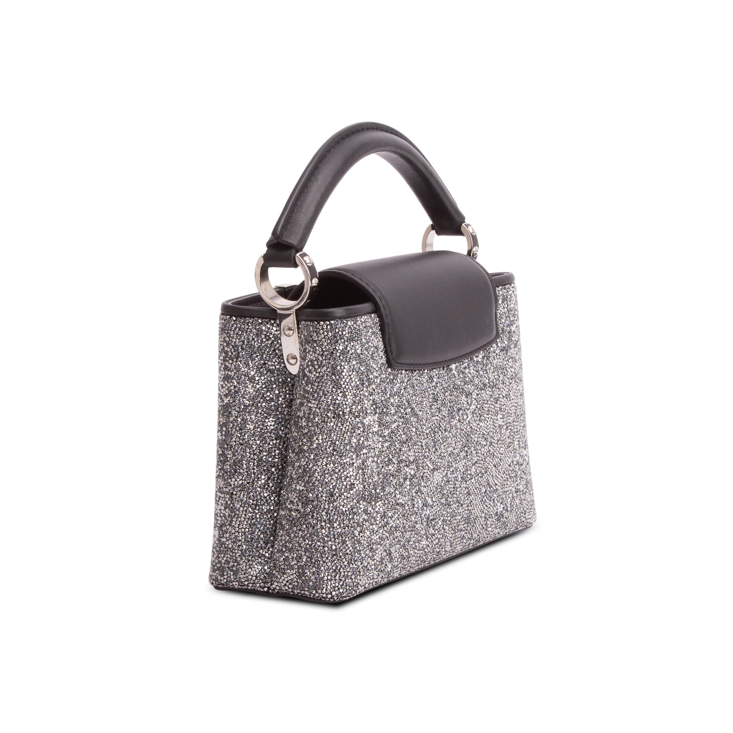 Louis Vuitton Black Crystal Capucines Mini w/ Strap