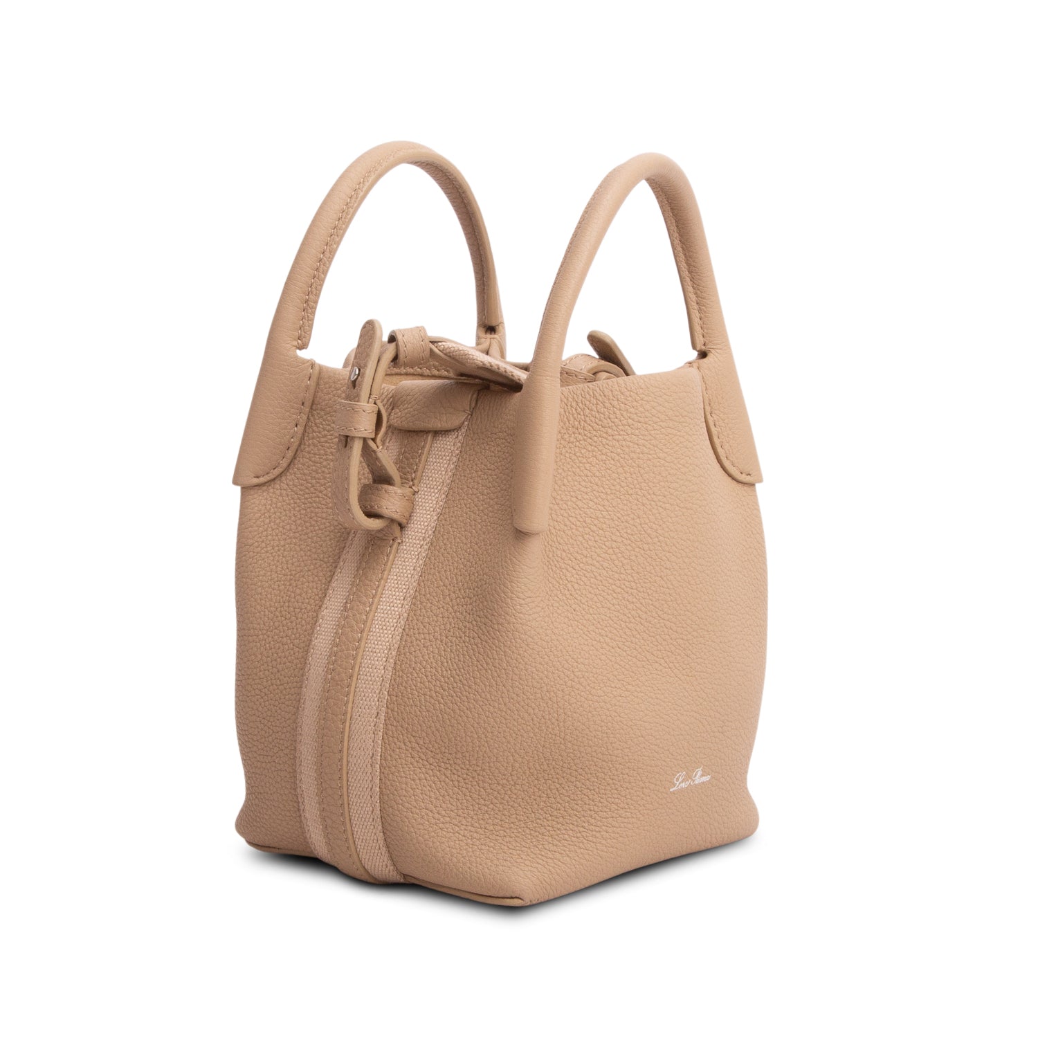 Loro Piana Brown Grained Calfskin Micro Bale Bag w/ Box & Strap