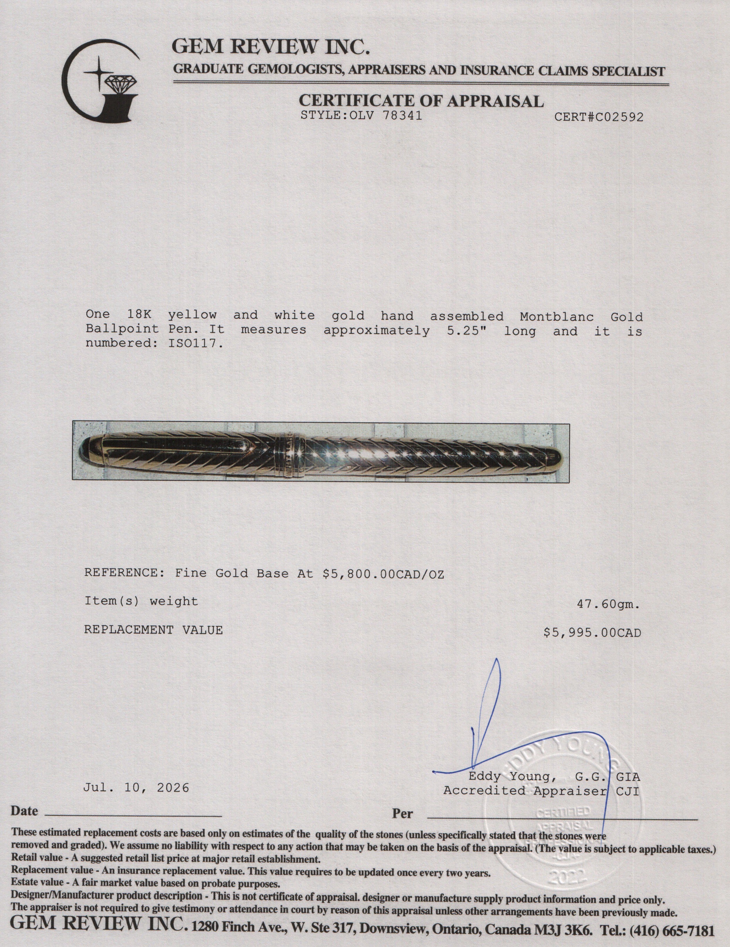 Montblanc 18k Yellow & White Gold Ballpoint Pen
