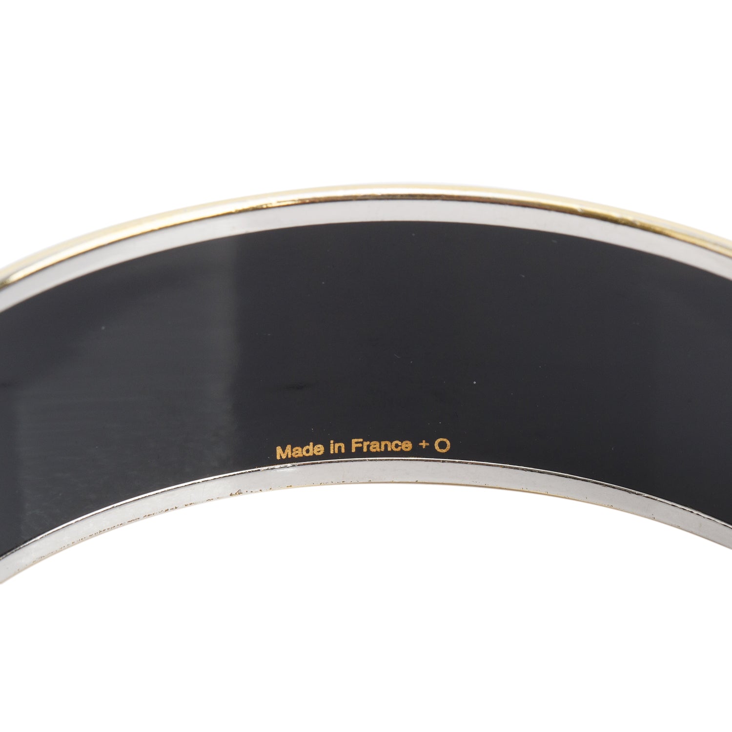 Hermes Palladium-Plated Black Grand Apparat Enamel Wide Bangle