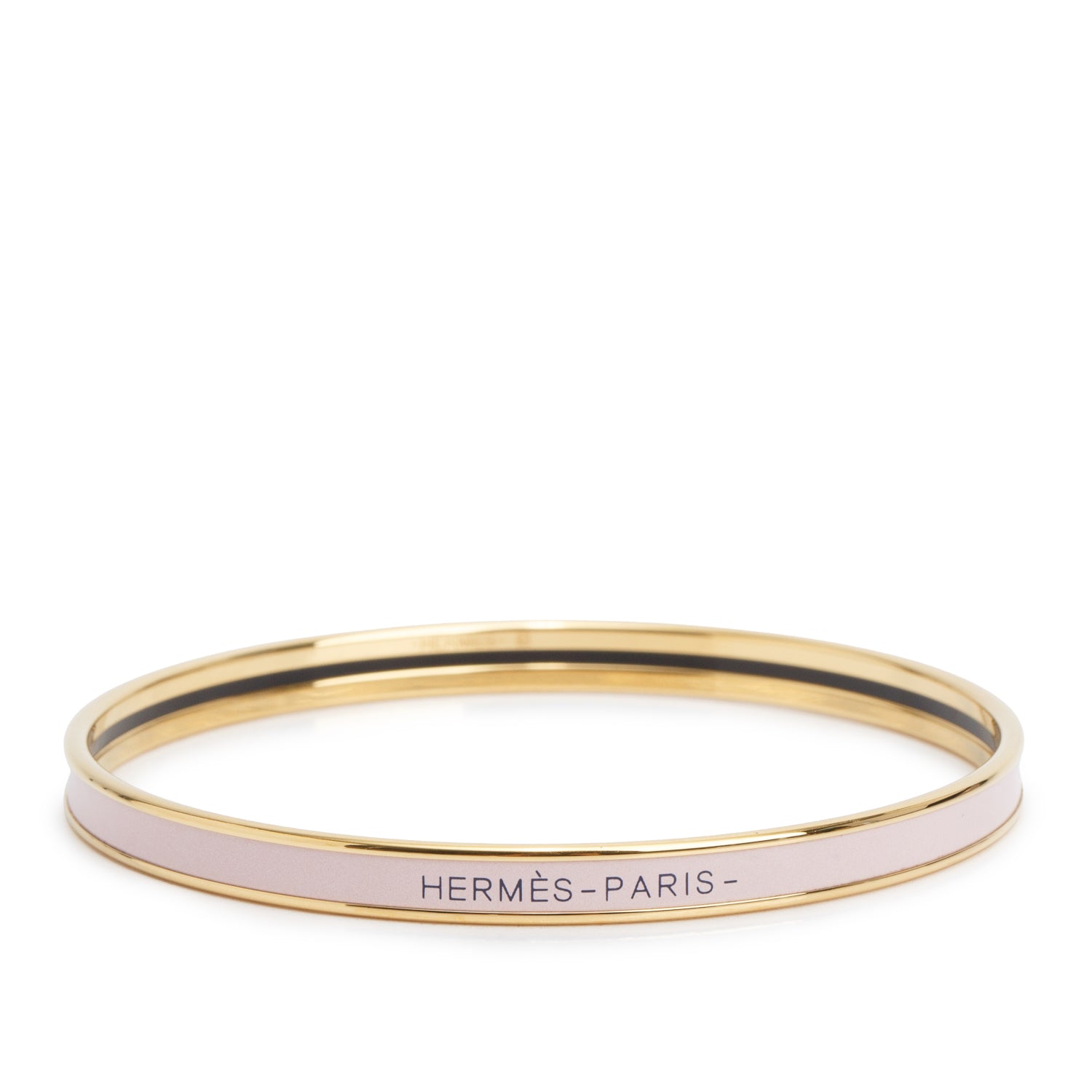 Hermes Gold-Plated Pink Enamel Uni Bangle