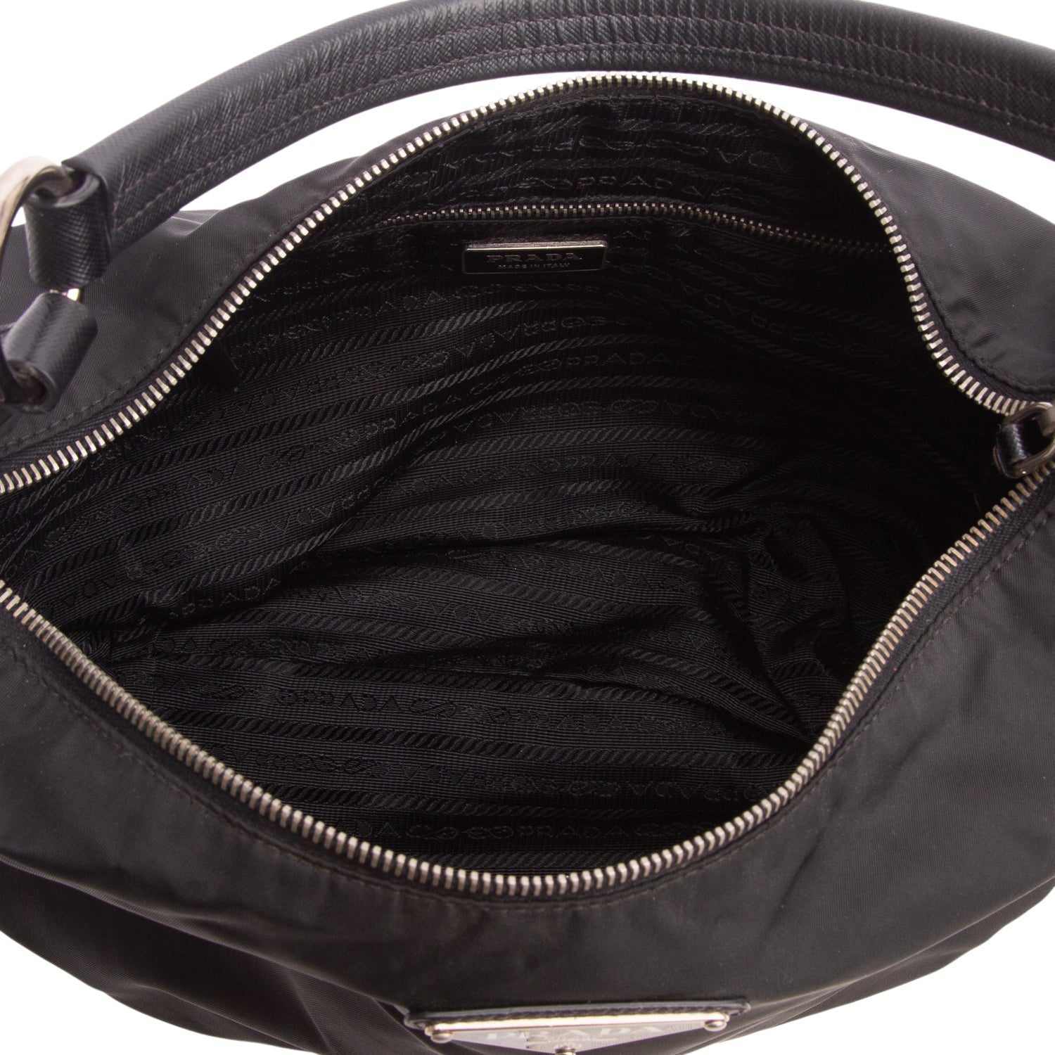 Prada Black Tessuto Nylon Saffiano Hobo