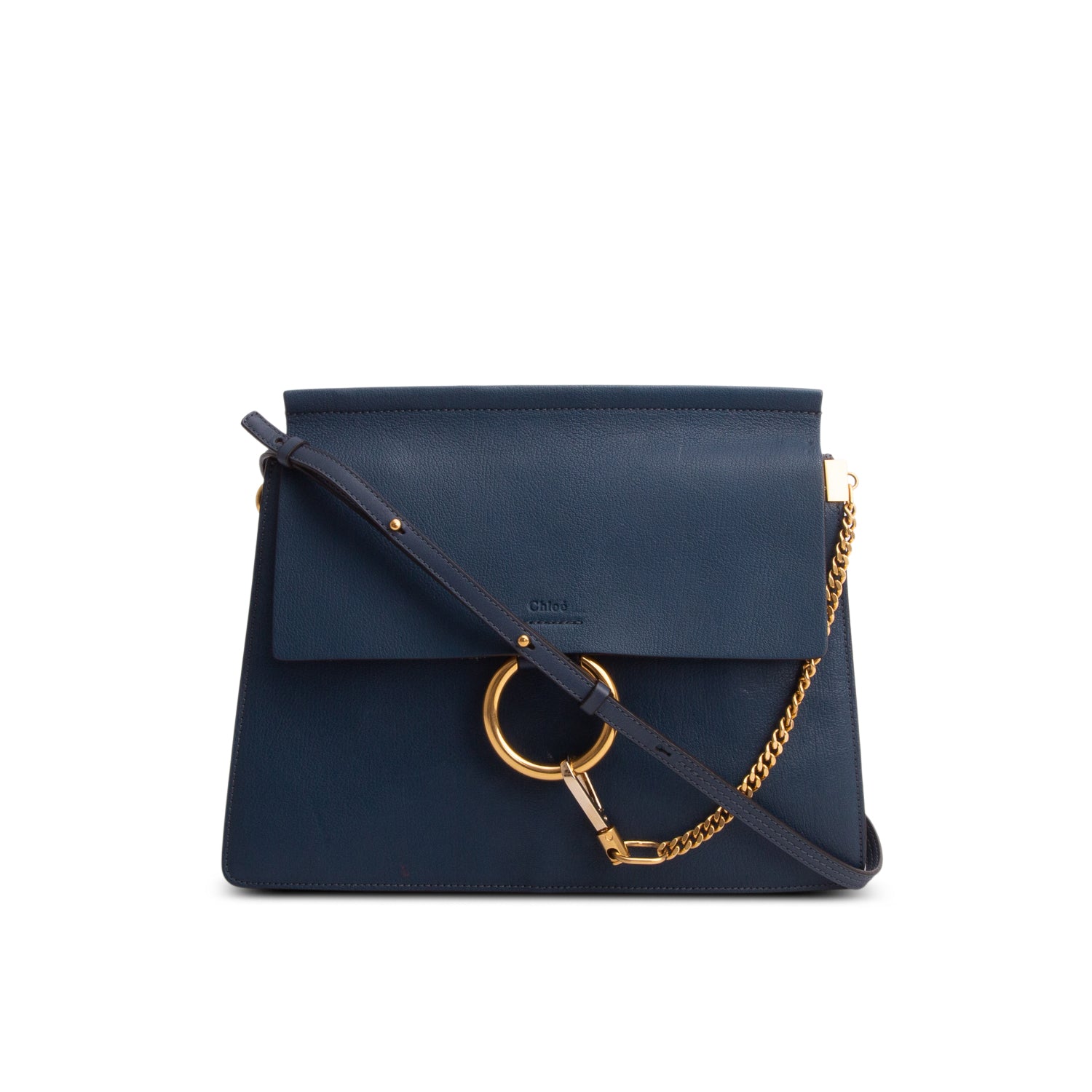 Chloe Blue Calfskin Leather Medium Faye Shoulder Bag