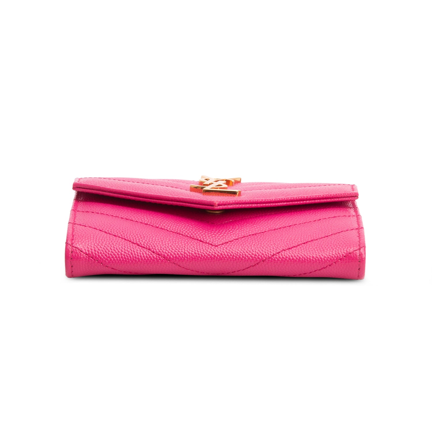 Saint Laurent 2022 Pink Grain de Poudre Cassandre Wallet w/ Box