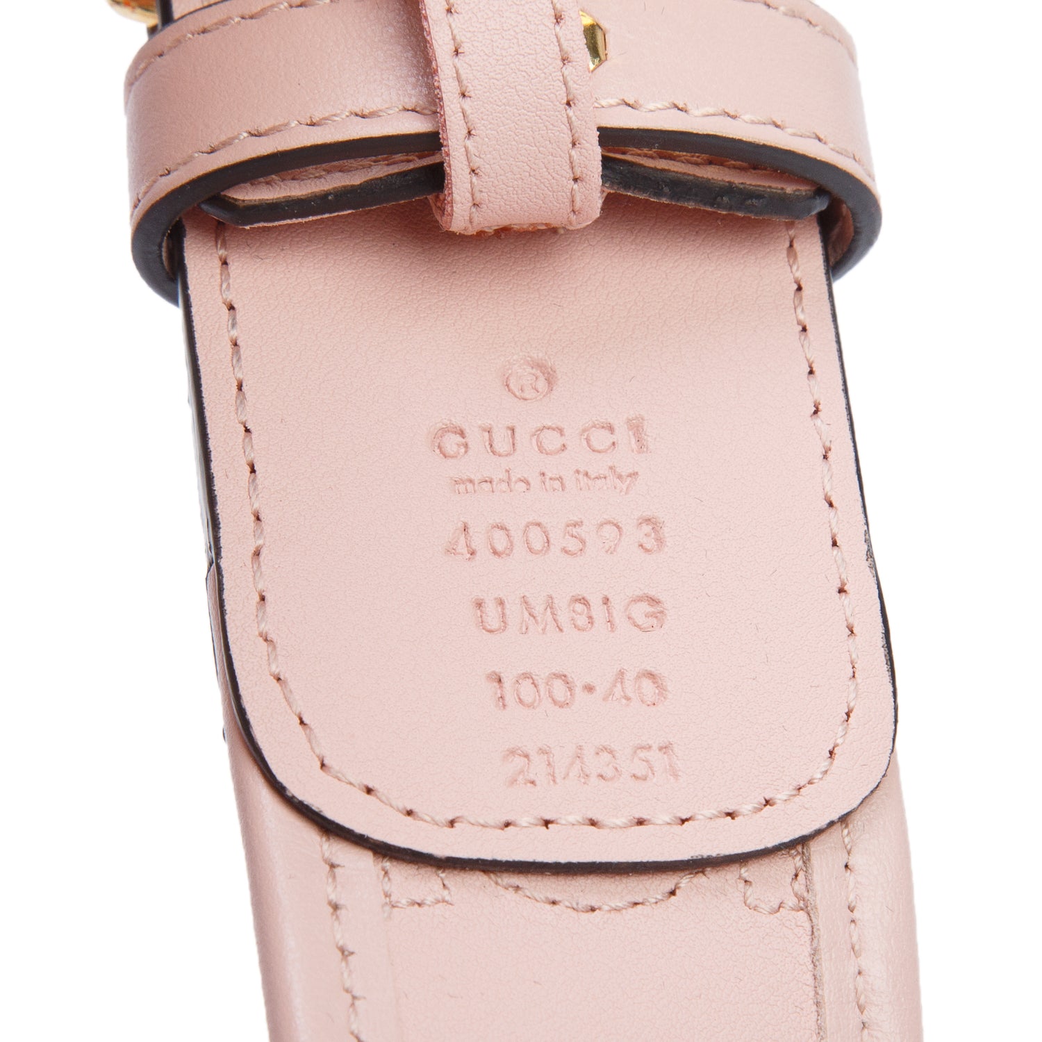 Gucci Pink Calfskin GG Marmont Matelasse Belt, 100 40 w/ Box