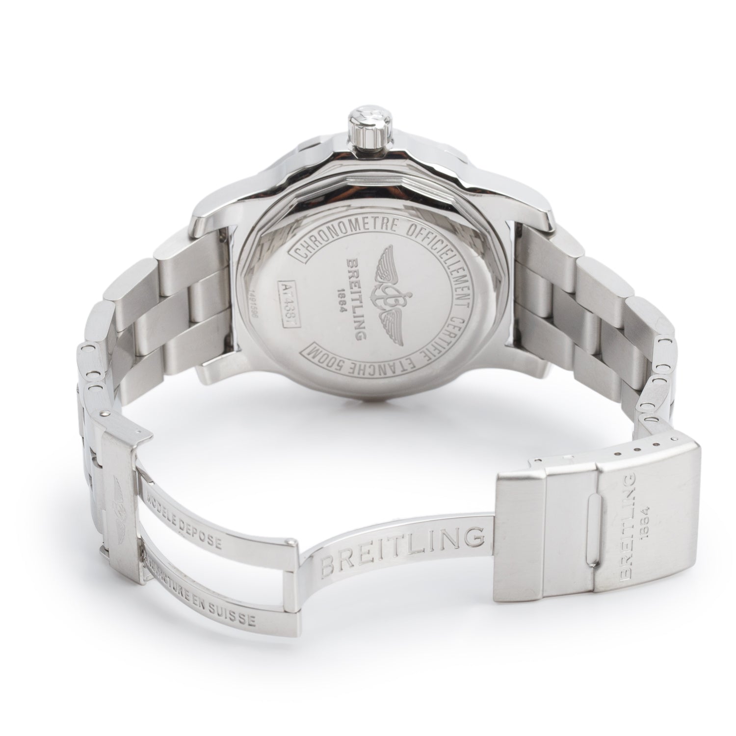 Breitling Stainless Steel Colt 44 MM Quartz Watch Black Dial A74387 w/ Box & Papers