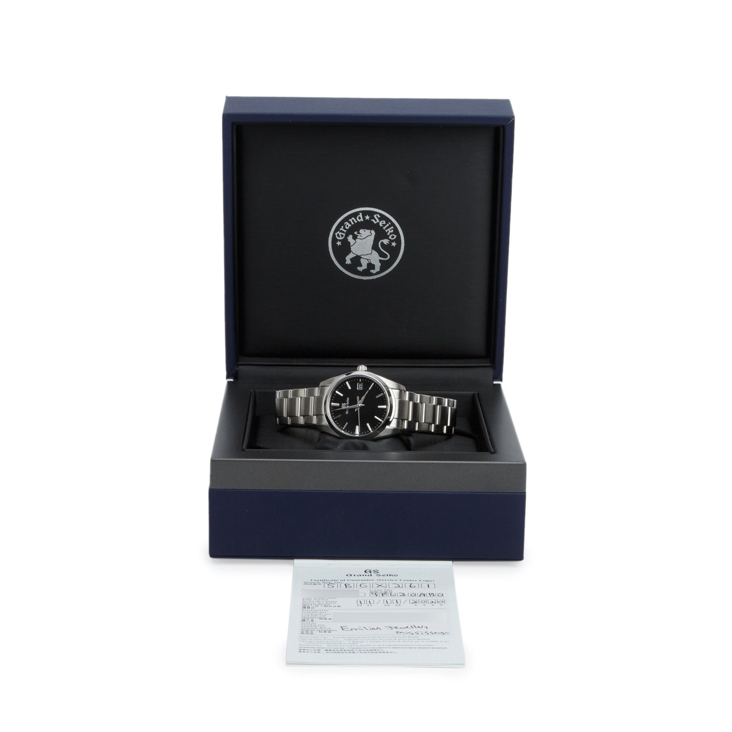 Grand Seiko Stainless Steel Heritage Collection 37 MM Quartz Watch Black Dial w/ Box & Papers