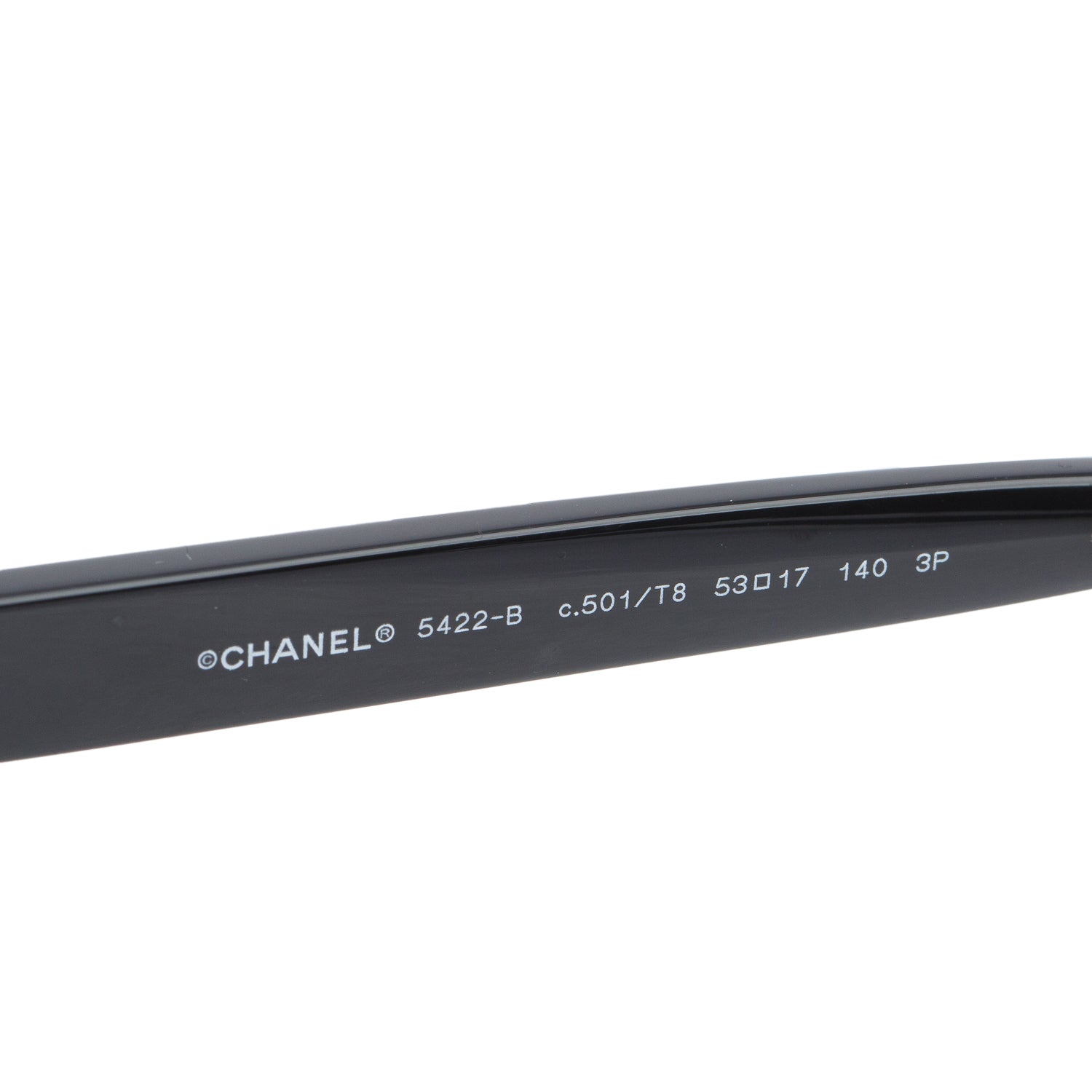 Chanel 5422-B Black Acetate Logo Square Sunglasses w/ Case