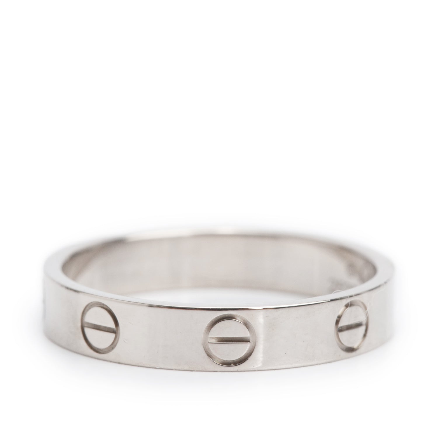Cartier 2025 18k White Gold 3.6 MM Love Wedding Band Ring, Size 54 7 w/ Box, Receipt & Certificate