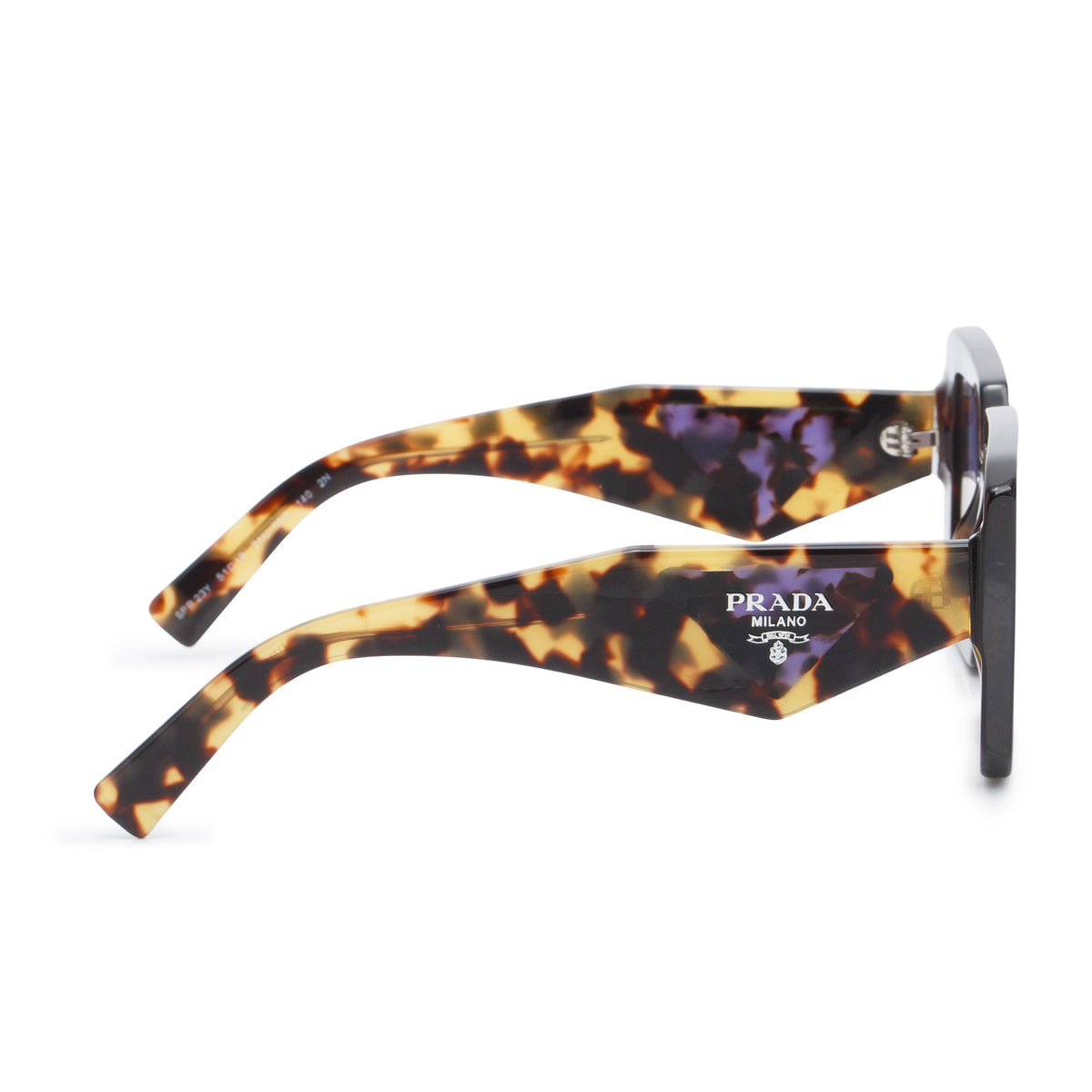 Prada SPR 23Y Brown Tortoise Acetate Square Sunglasses w/ Case