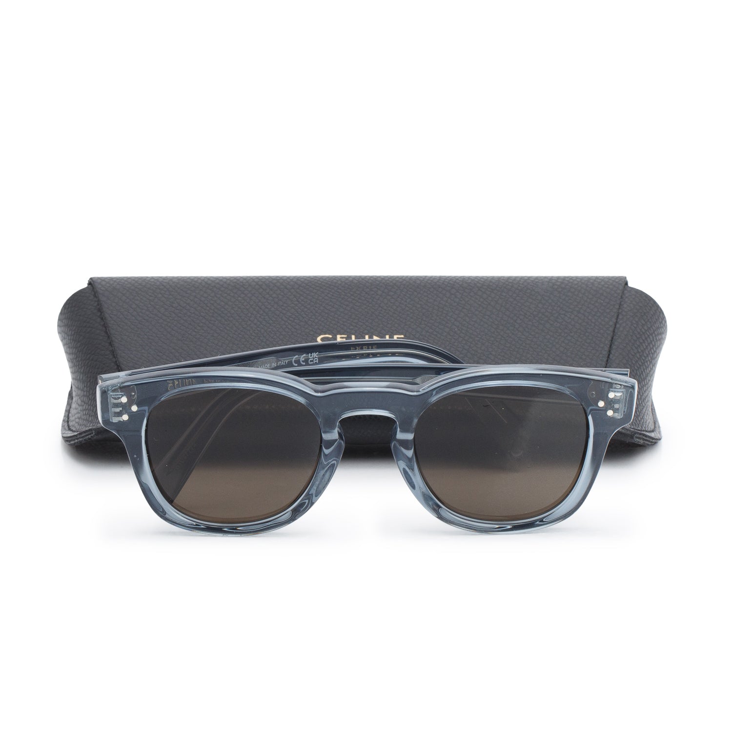Celine CL40233I Grey Acetate Round Sunglasses w/ Case
