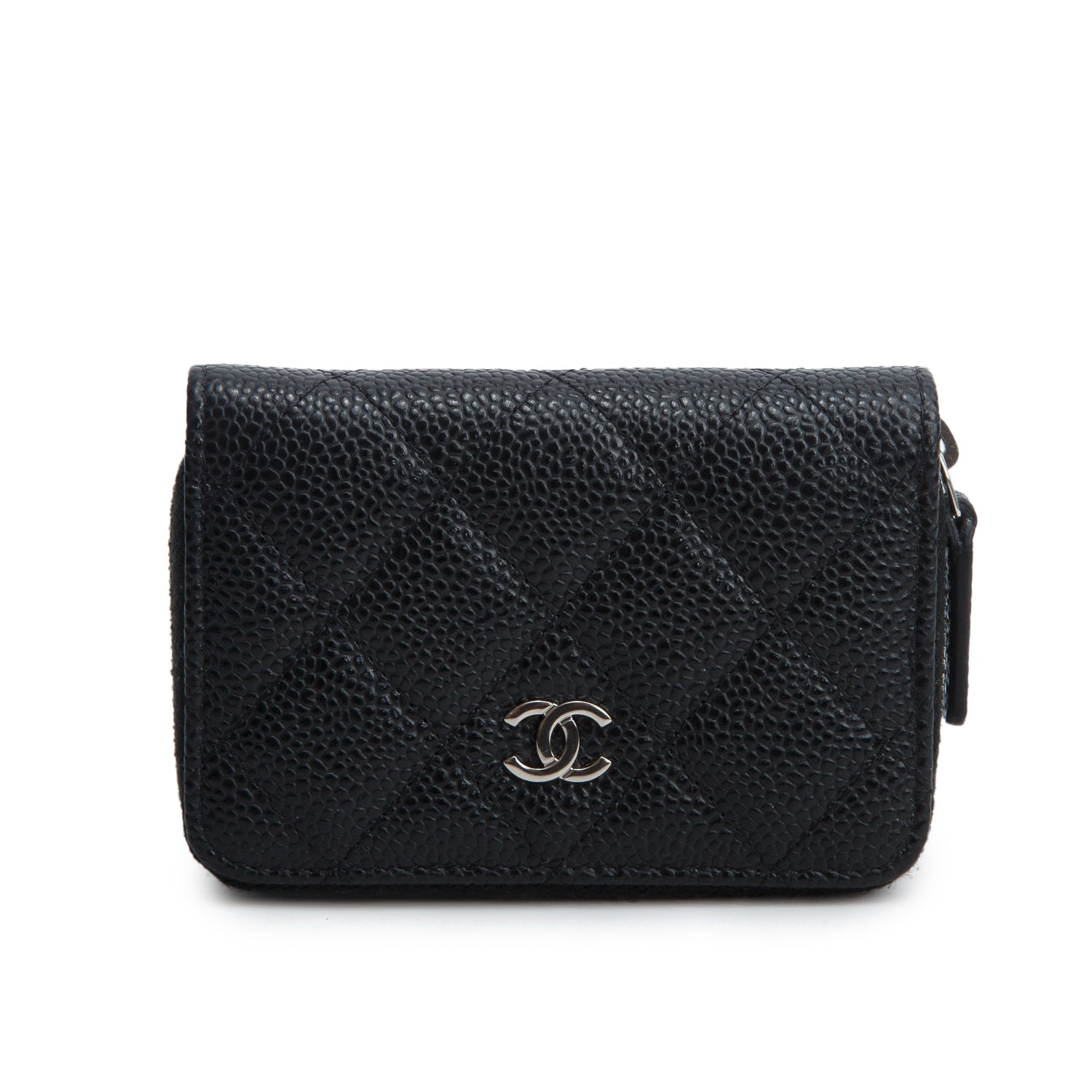 Chanel 2021 Black Caviar Leather Classic Zipped Coin Purse w/ Box & Authenticity Card