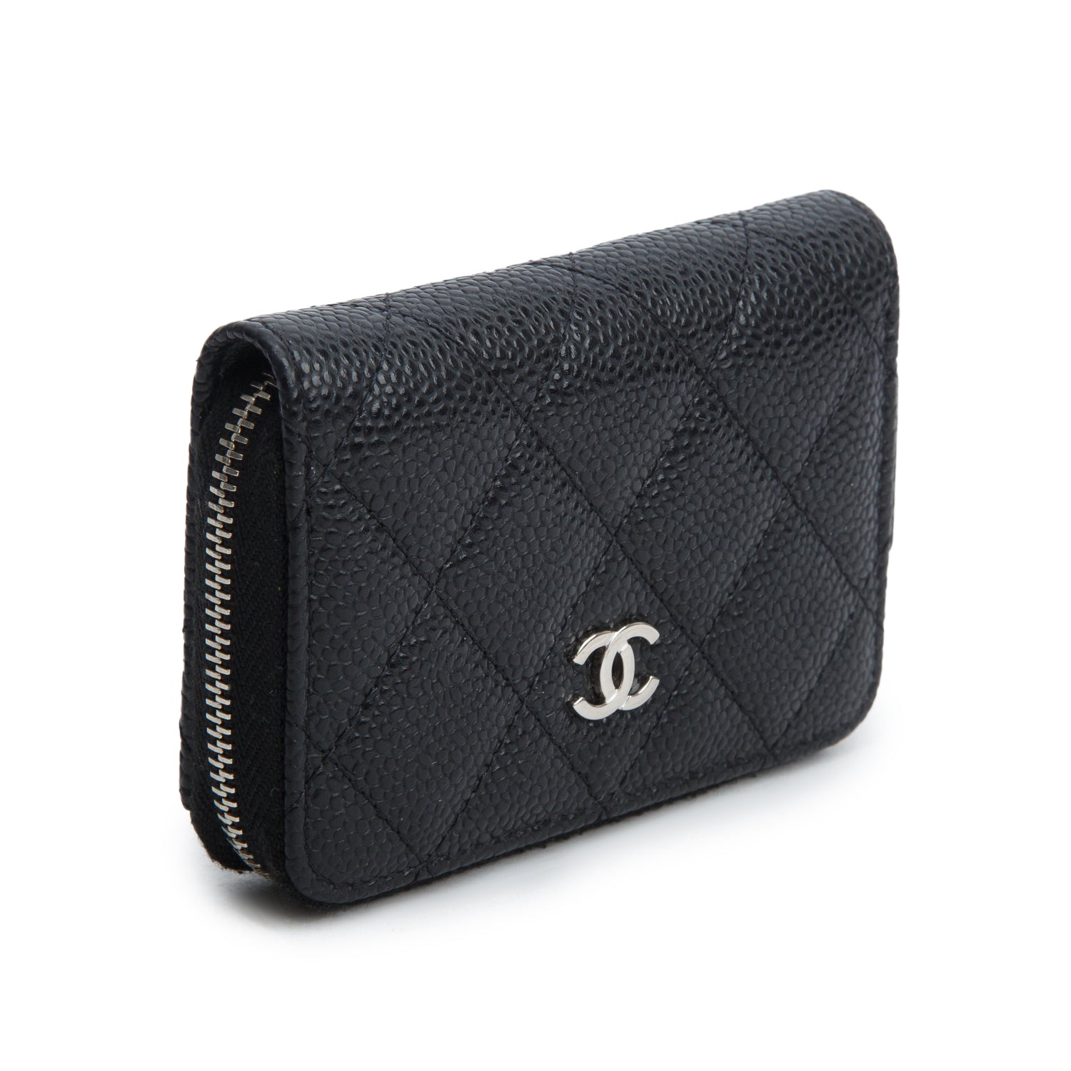 Chanel 2021 Black Caviar Leather Classic Zipped Coin Purse w/ Box & Authenticity Card