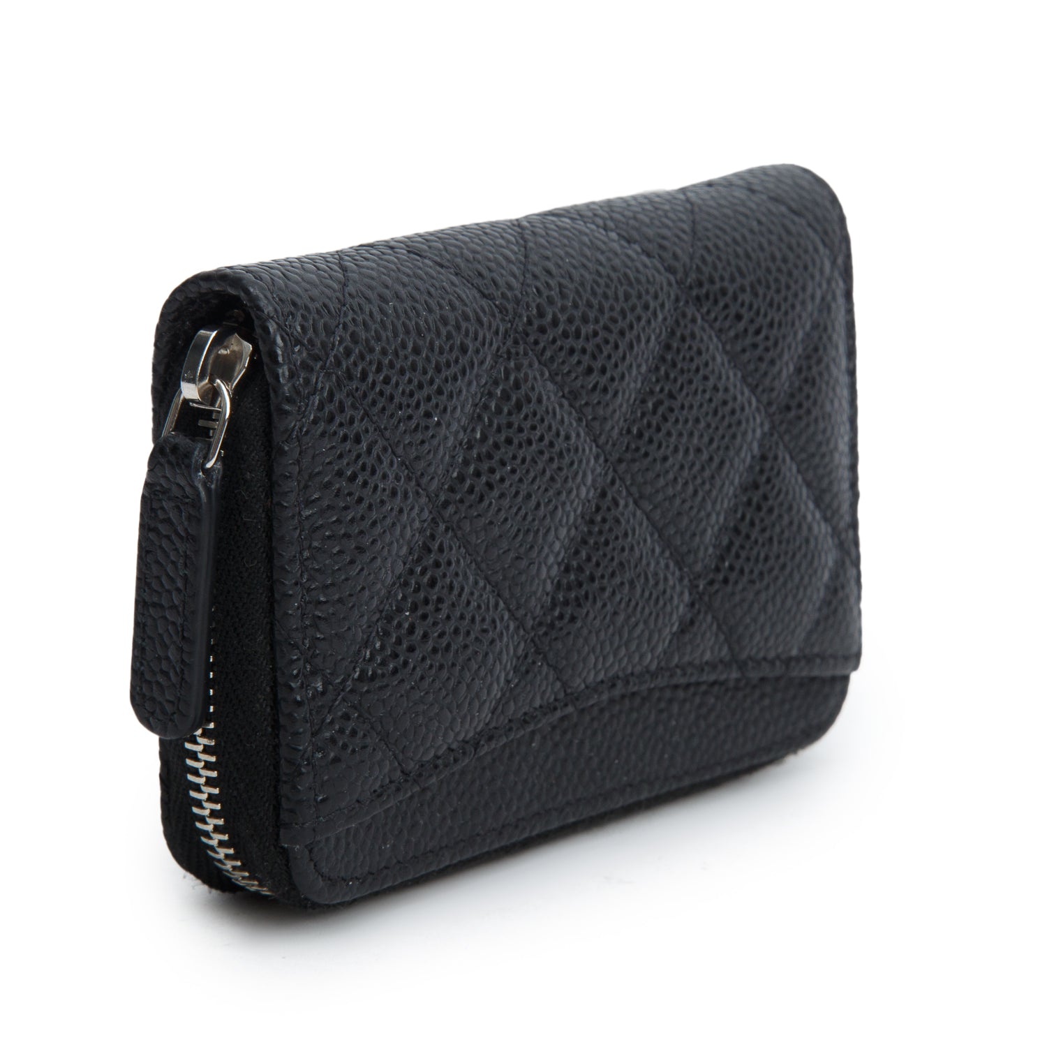 Chanel 2021 Black Caviar Leather Classic Zipped Coin Purse w/ Box & Authenticity Card