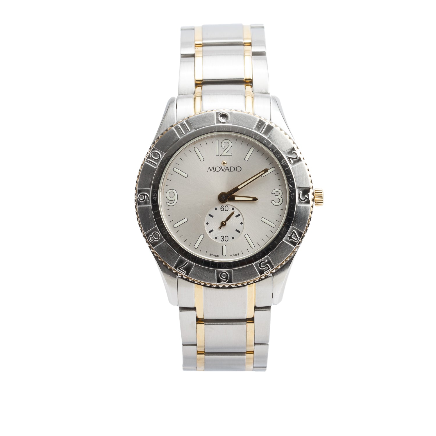 Movado Two-Tone Stainless Steel Gentry Sport 36 MM Quartz Watch Silver Dial