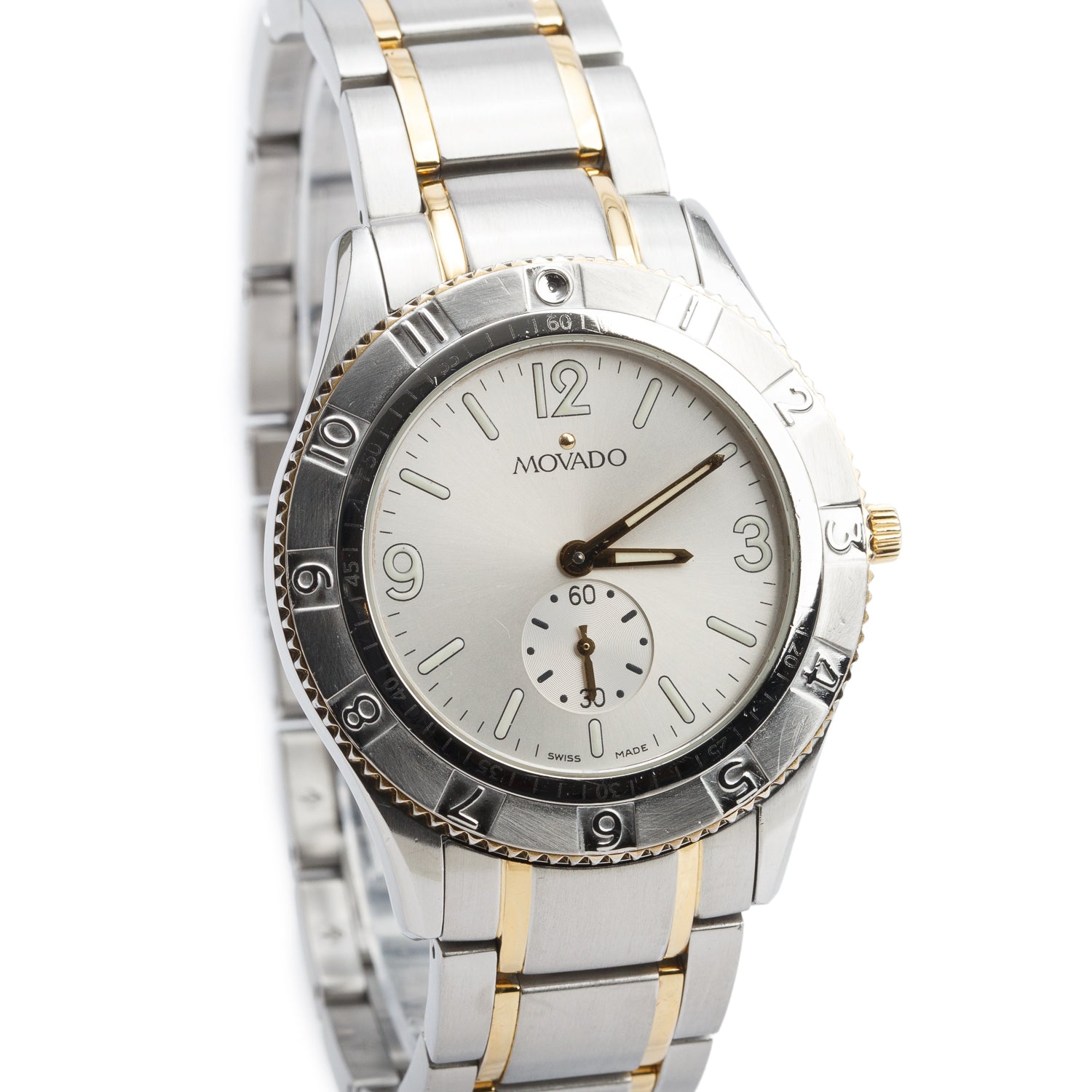 Movado Two-Tone Stainless Steel Gentry Sport 36 MM Quartz Watch Silver Dial