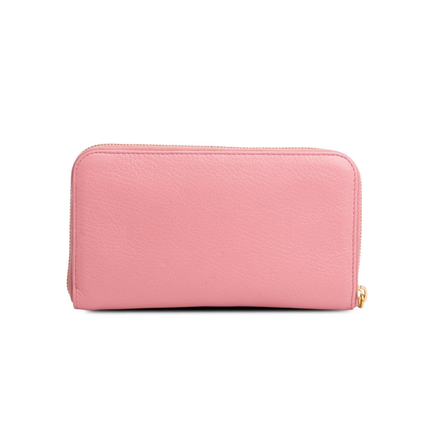 Miu Miu Pink Grained Calfskin Leather Bow Zip Around Wallet
