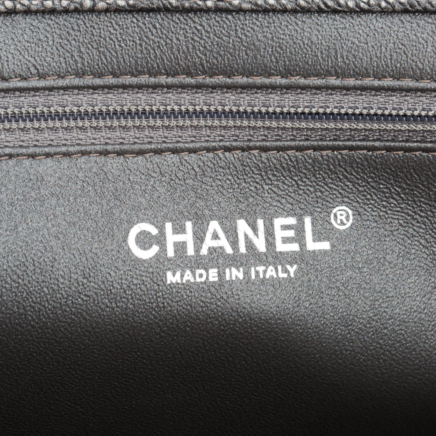 Chanel Grey Caviar Quilted Leather In Story Clutch w/ Authenticity Card