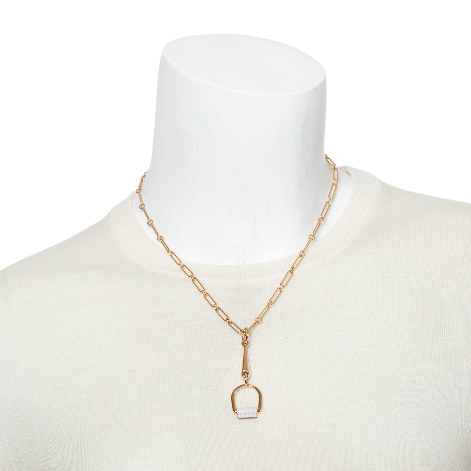 Hermes Rose Gold-Plated Heritage Equestre Pendant Necklace, Small Model w/ Box