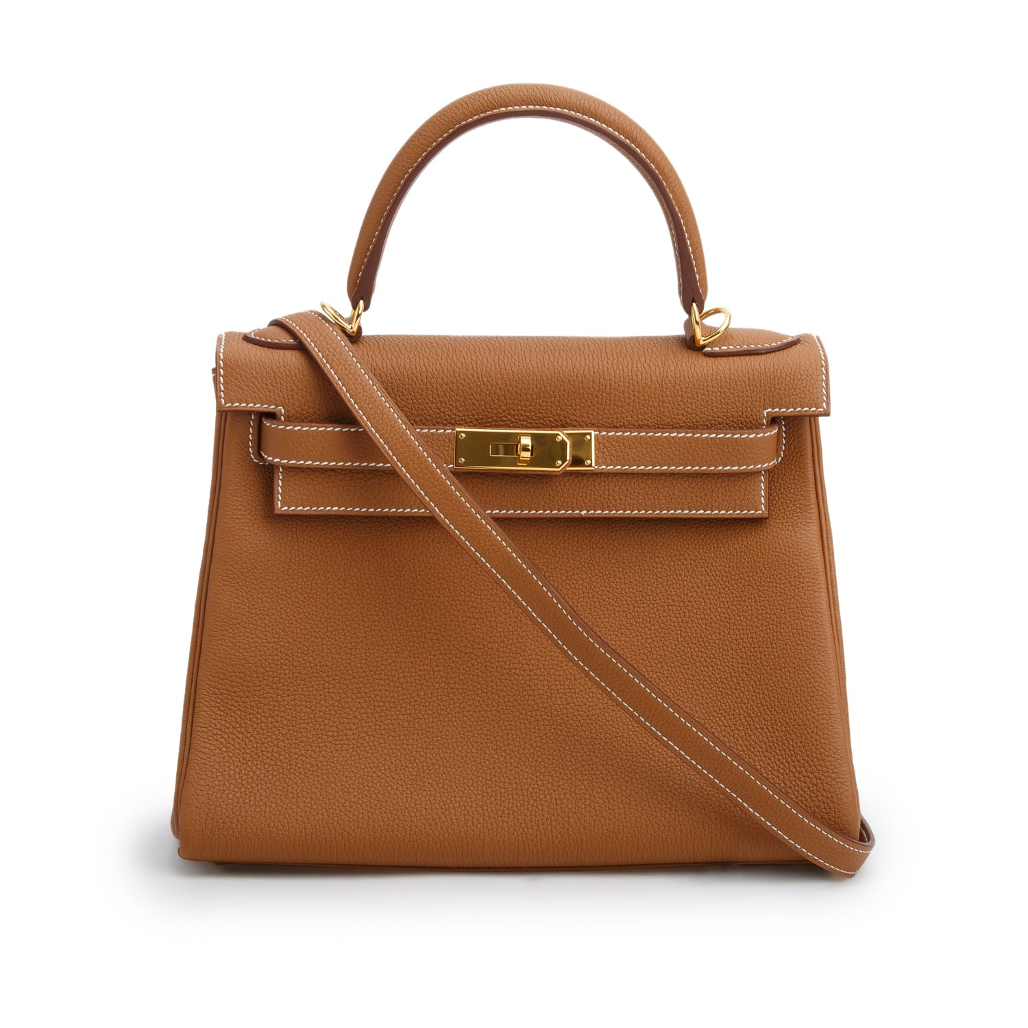 Hermes 2022 Gold Togo Kelly II Retourne 28 w/ Box & Strap