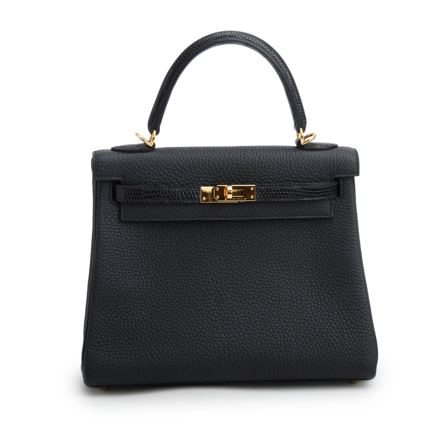 Hermes 2021 Noir Togo Lizard Kelly Touch II Retourne 25 w/ Box & Strap