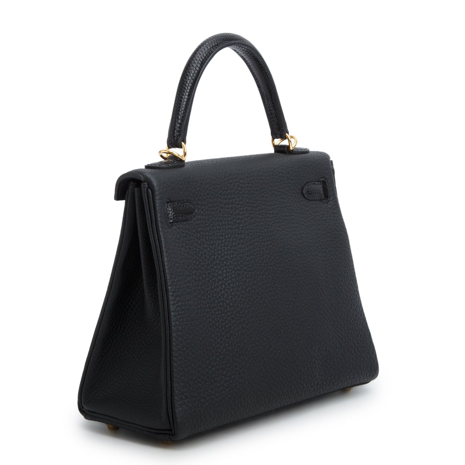 Hermes 2021 Noir Togo Lizard Kelly Touch II Retourne 25 w/ Box & Strap