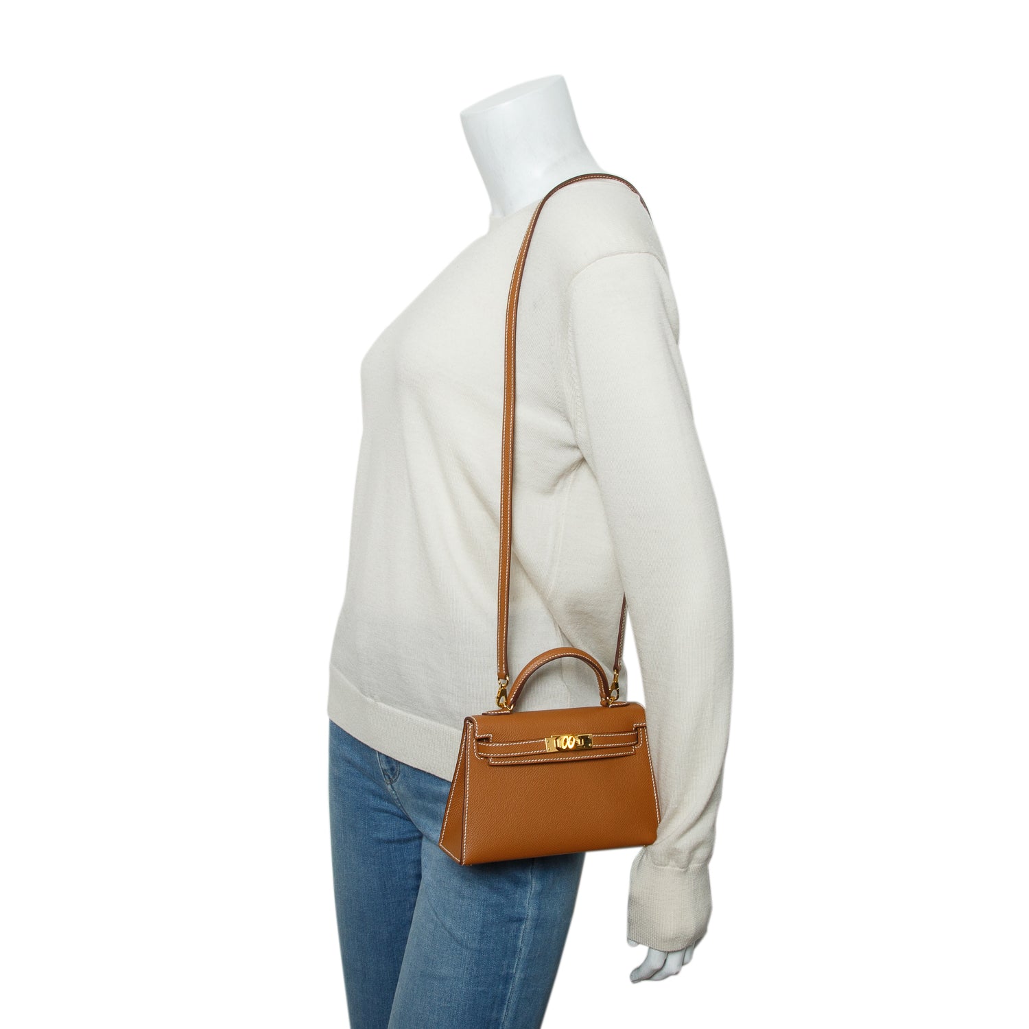 Hermes 2023 Gold Epsom Mini Kelly Sellier 20 w/ Strap