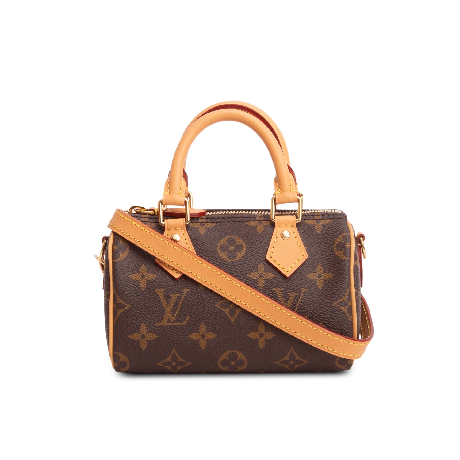 Louis Vuitton 2023 Monogram Nano Speedy Bandouliere w/ Box, Strap & Receipt