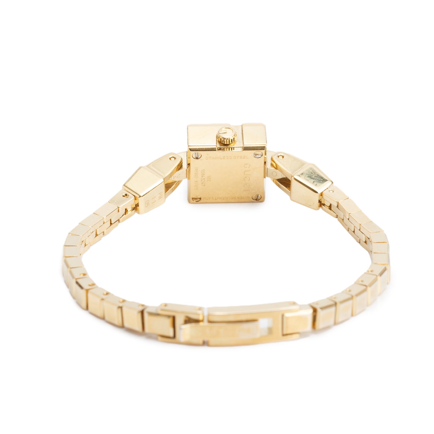 Gucci Gold-Plated Stainless Steel 102 Series 14 MM Quartz Watch Black Dial