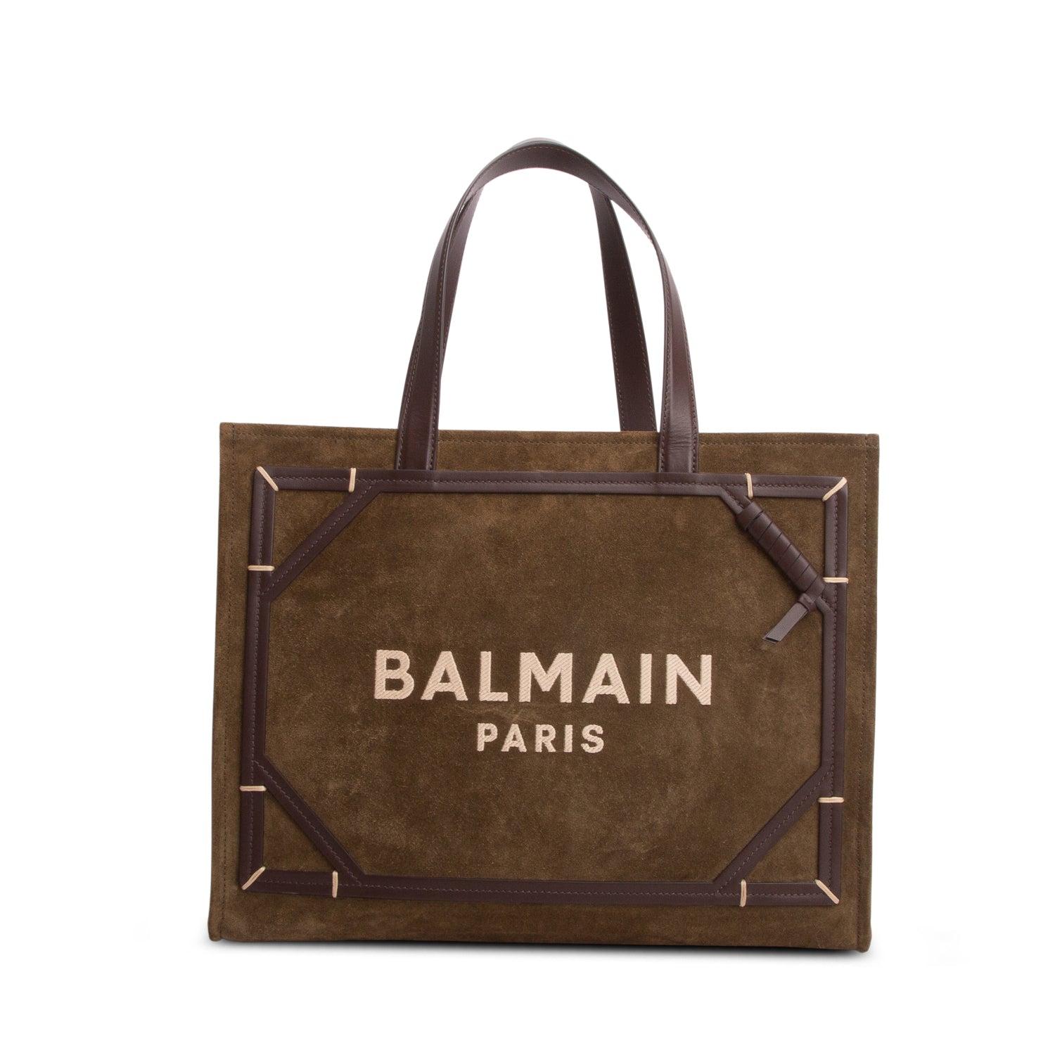 Balmain Green Suede B-Army 42 Tote w/ Pouch