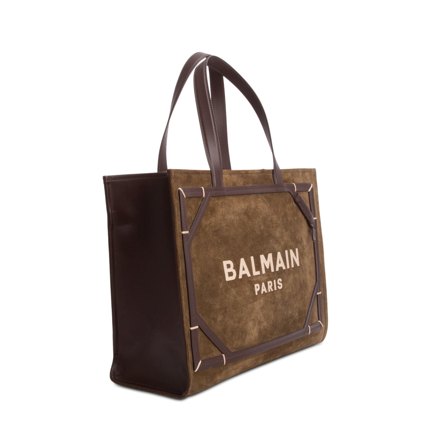 Balmain Green Suede B-Army 42 Tote w/ Pouch