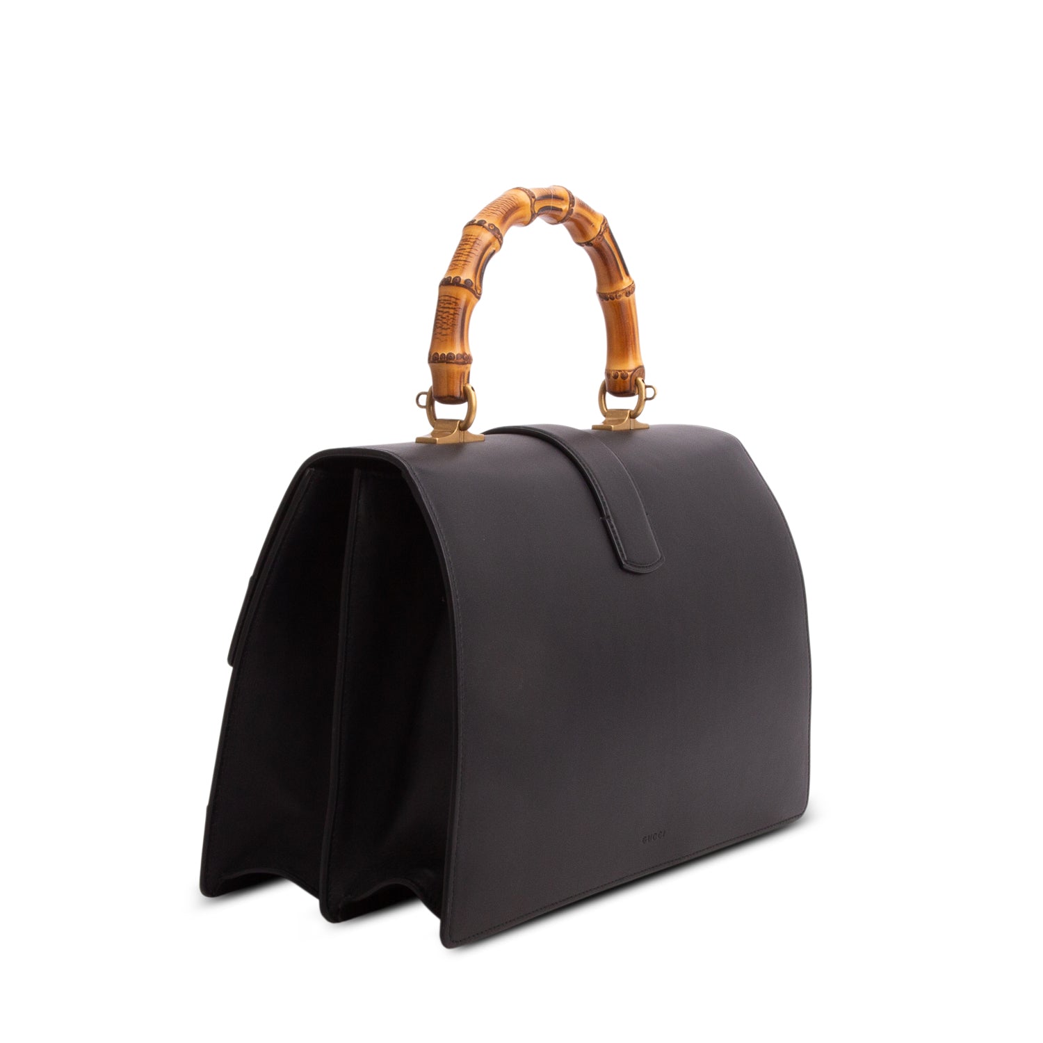 Gucci Black Calfskin Bamboo Web Large Dionysus Top Handle Bag w/ Straps