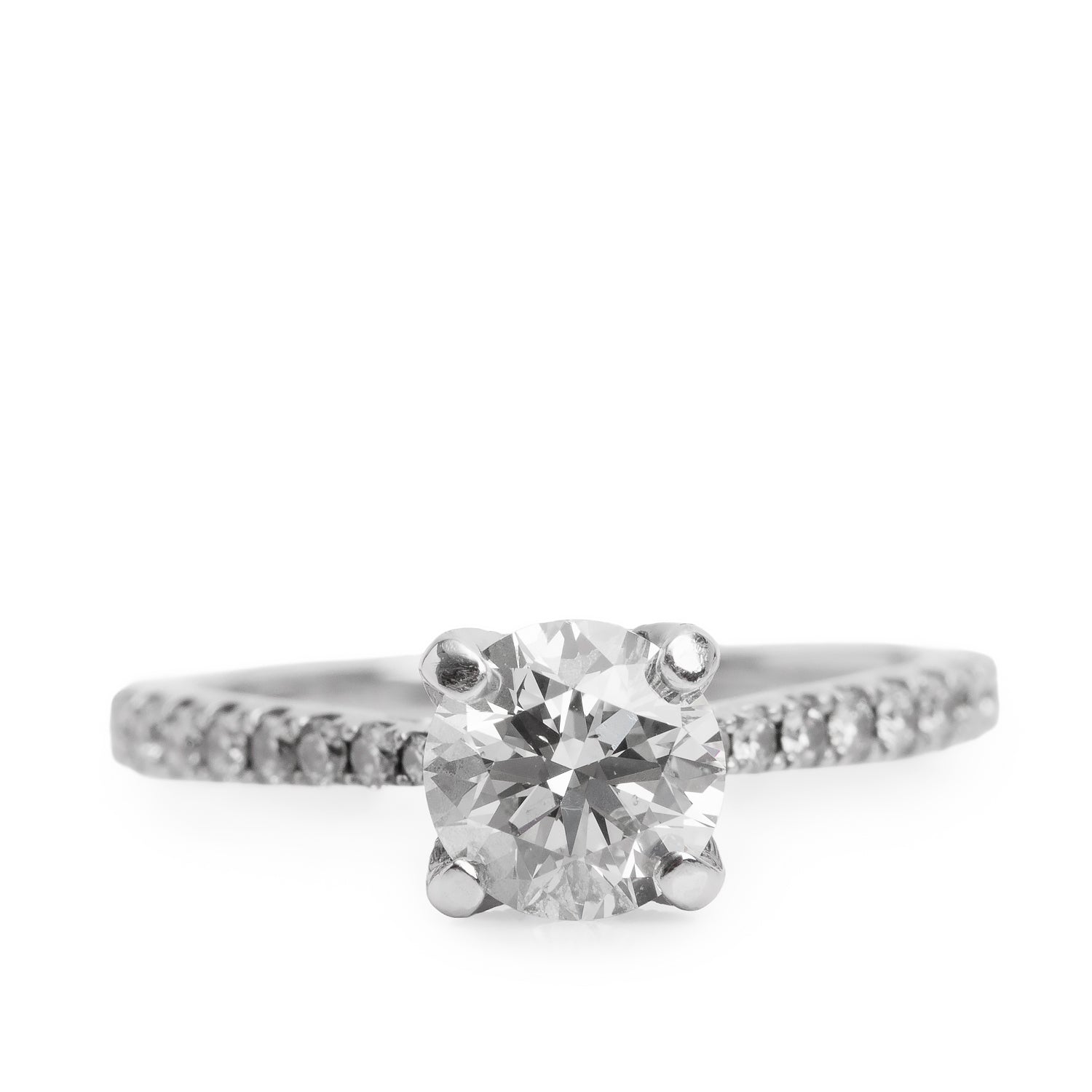14k White Gold 0.90 ct. Round Cut Diamond Engagement Ring, Size 3 w/ GIA Certificate