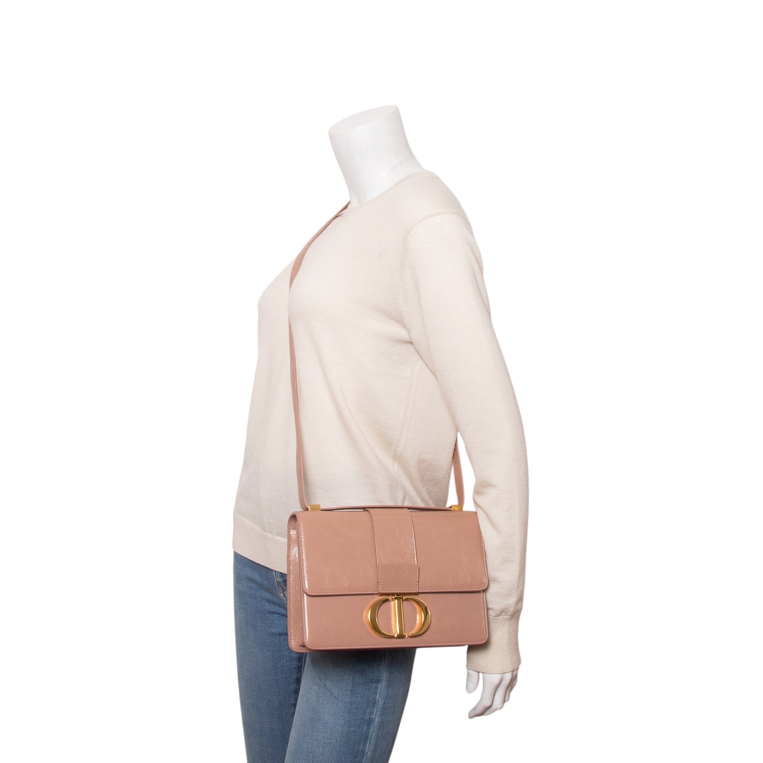 Christian Dior Pink Shiny Crinkled Lambskin Leather 30 Montaigne Bag w/ Authenticity Card