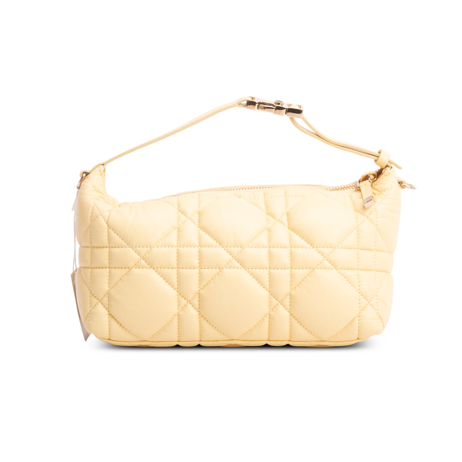 Christian Dior 2022 Yellow Calfskin Macrocannage Medium Travel Nomad Pouch