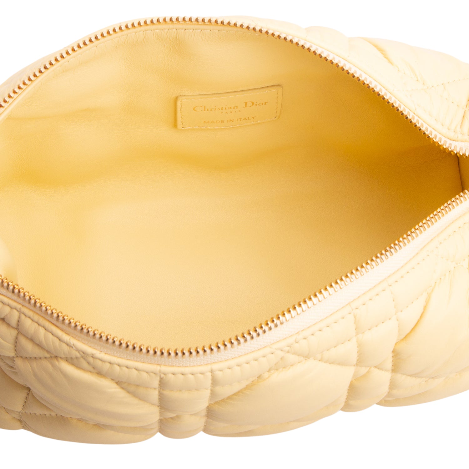 Christian Dior 2022 Yellow Calfskin Macrocannage Medium Travel Nomad Pouch