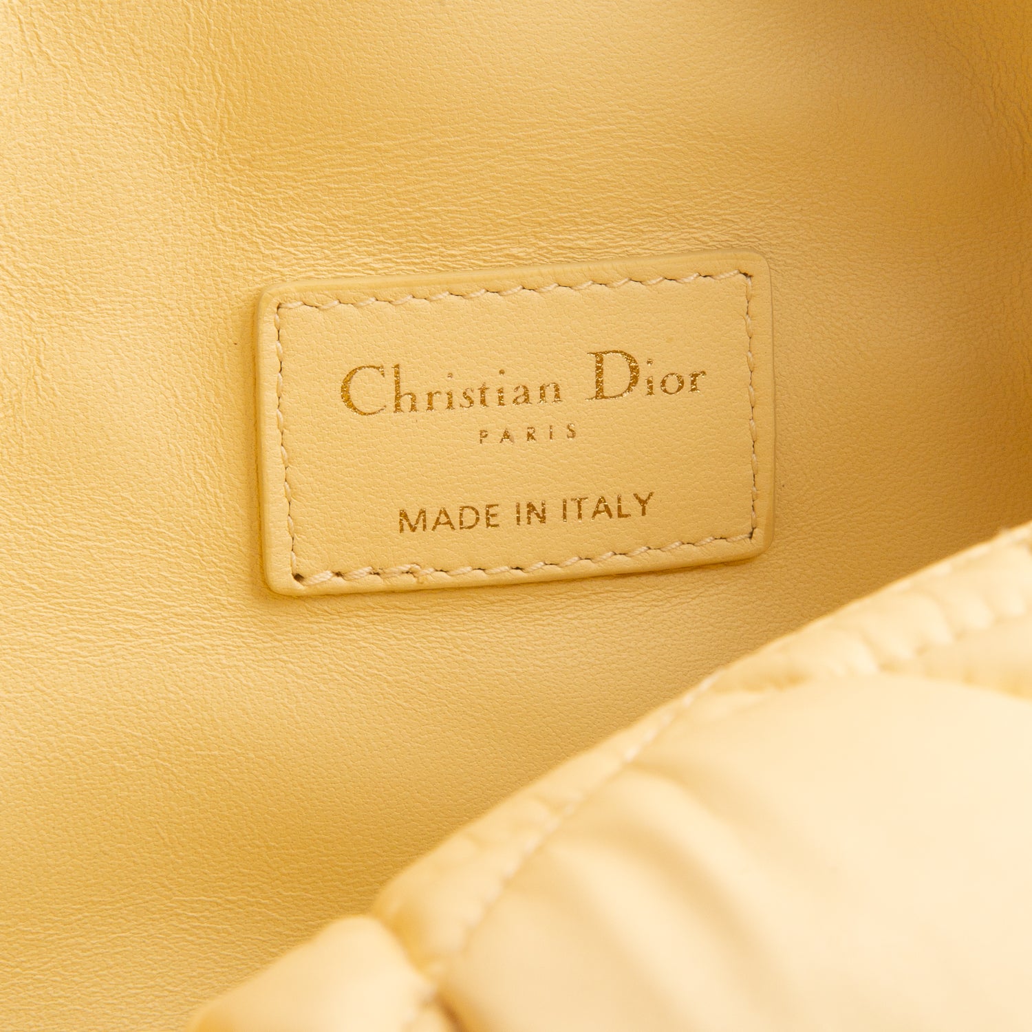 Christian Dior 2022 Yellow Calfskin Macrocannage Medium Travel Nomad Pouch