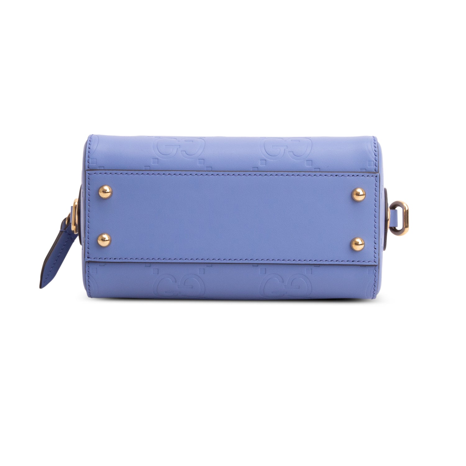 Gucci Blue Calfskin Jumbo GG Embossed Super Mini Top Handle Bowler Bag w/ Strap