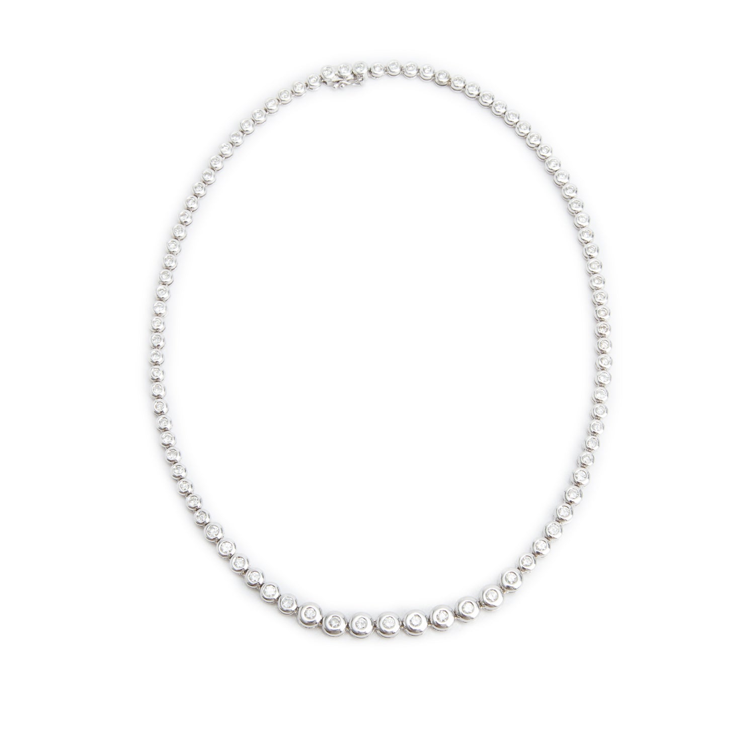 18k White Gold 5.35 tcw. Graduated Diamond Tennis Necklace
