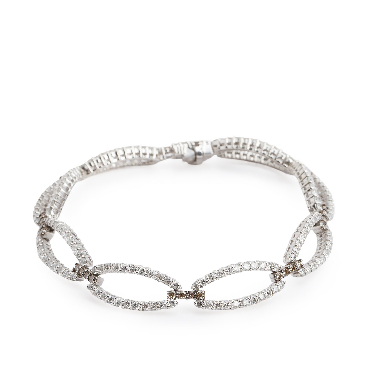 14k White Gold 4.40 tcw. Diamond Link Bracelet