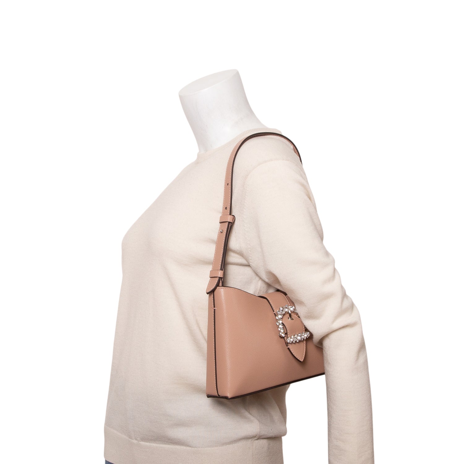 Jimmy Choo Pink Calfskin Crystal Small Cheri Shoulder Bag