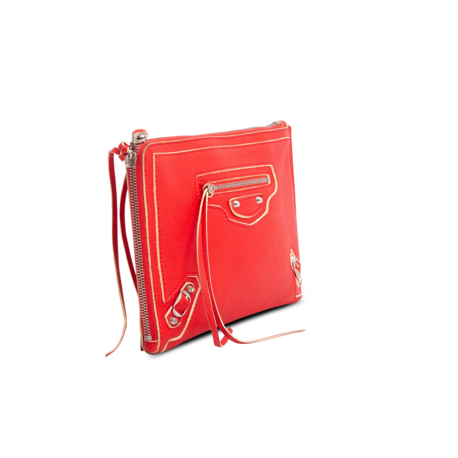 Balenciaga Red Agneau City Clip Clutch