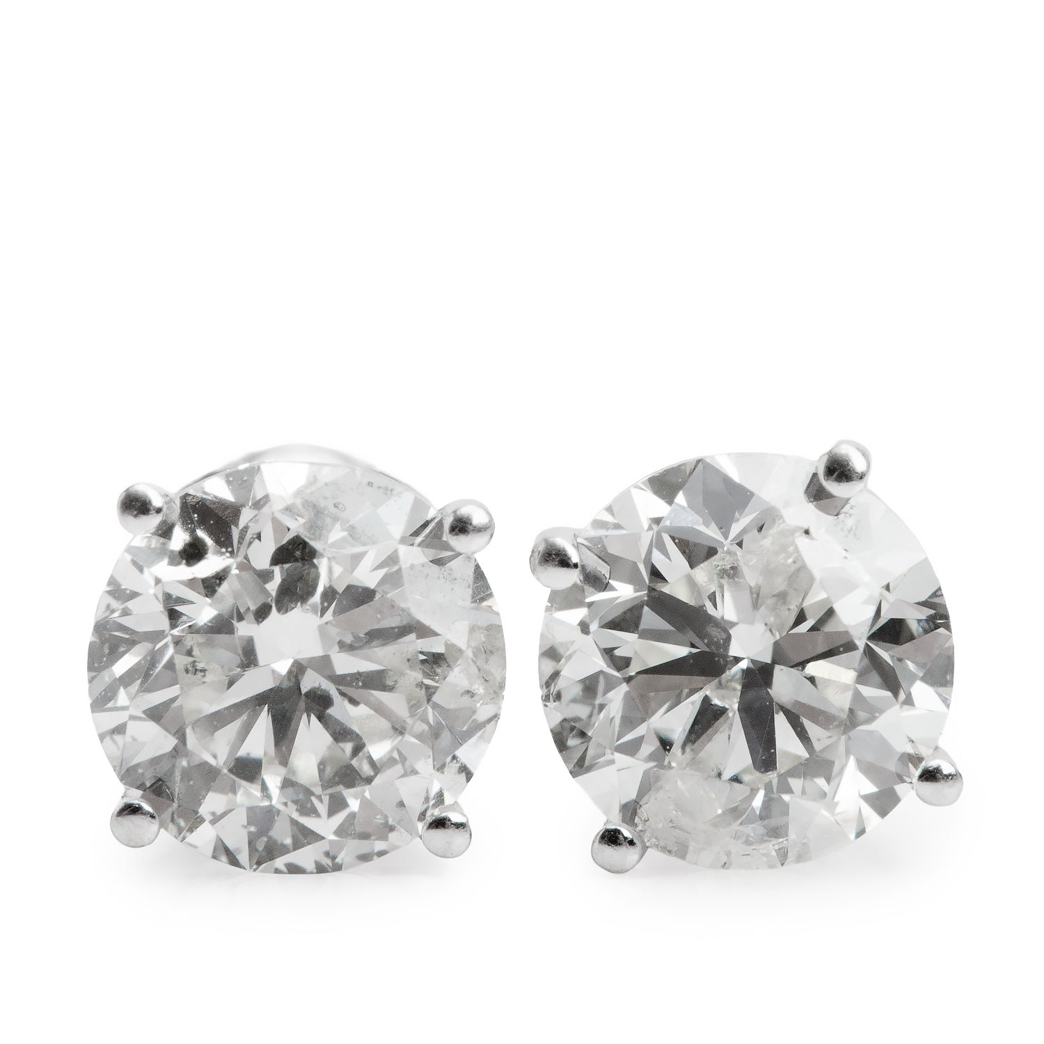 14k White Gold 1.83 tcw. Diamond Stud Earrings