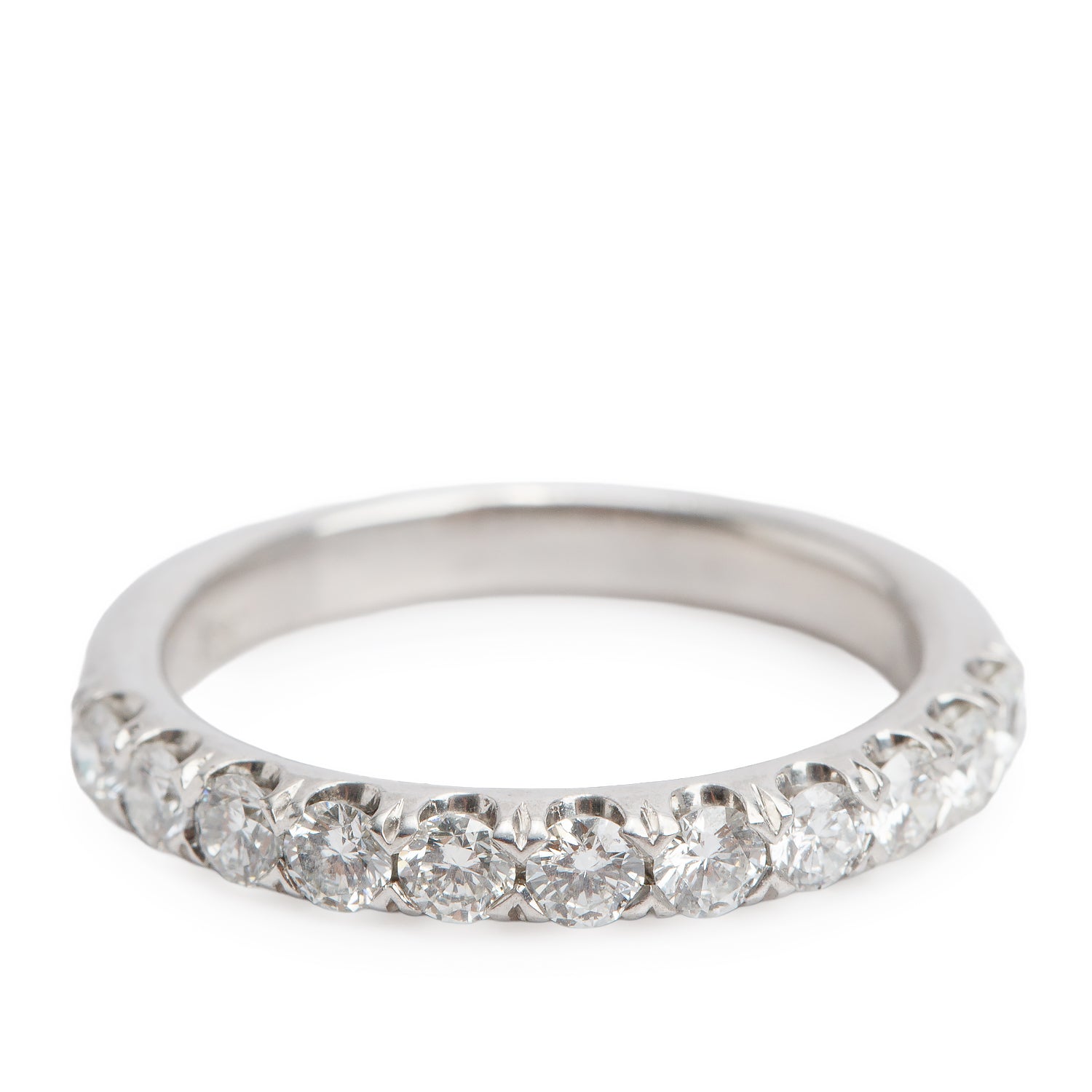 18k White Gold 0.66 tcw. Diamond Half Eternity Wedding Band Ring, Size 6