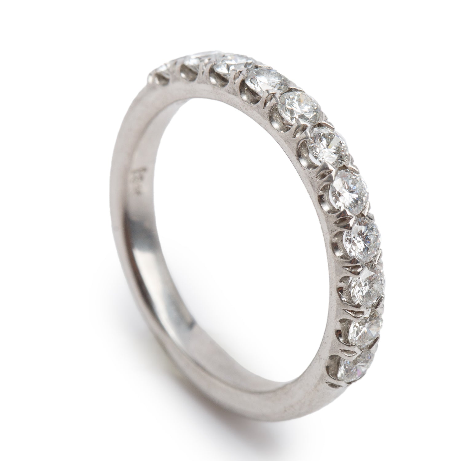 18k White Gold 0.66 tcw. Diamond Half Eternity Wedding Band Ring, Size 6