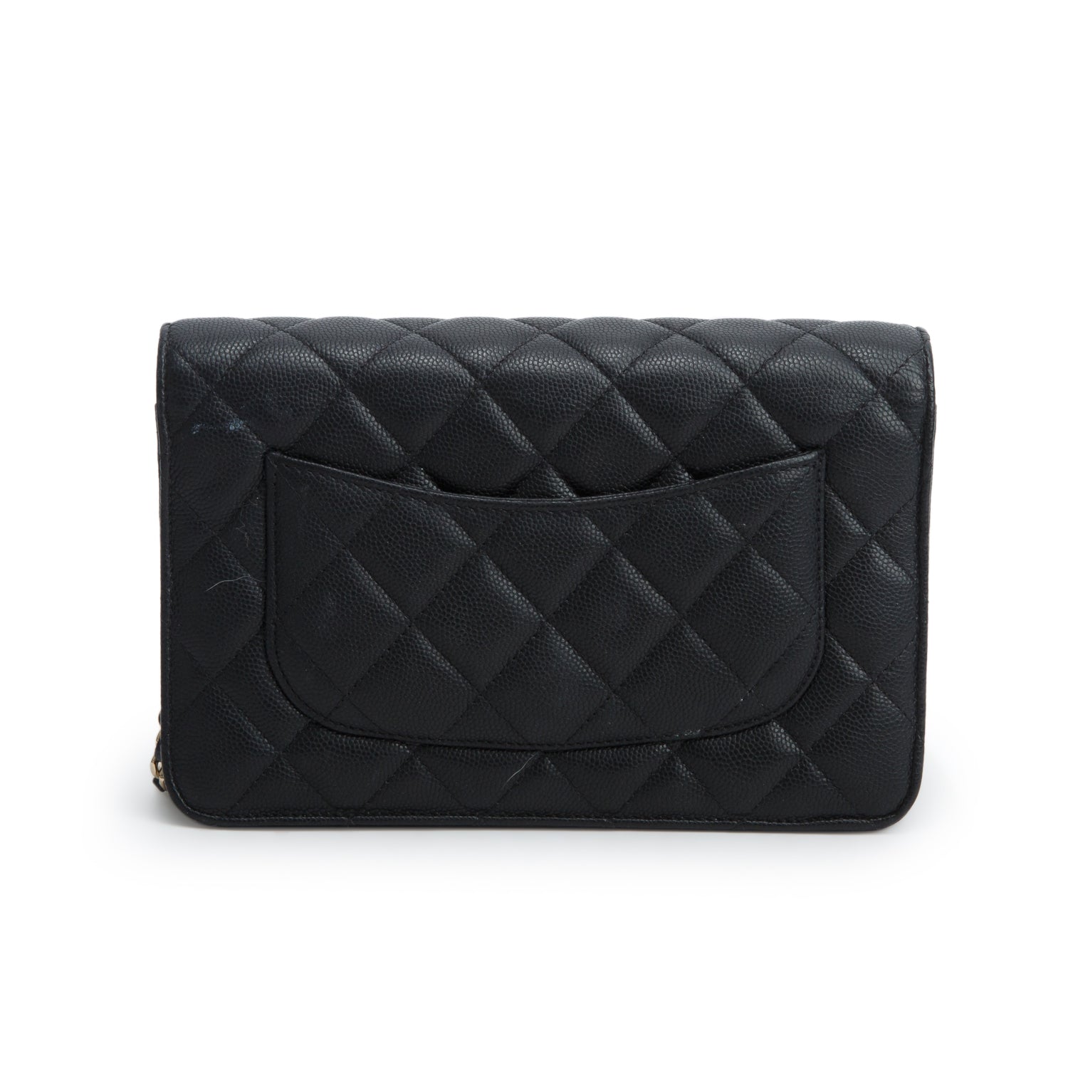 Chanel Black Caviar Quilted Embossed CC Wallet on Chain