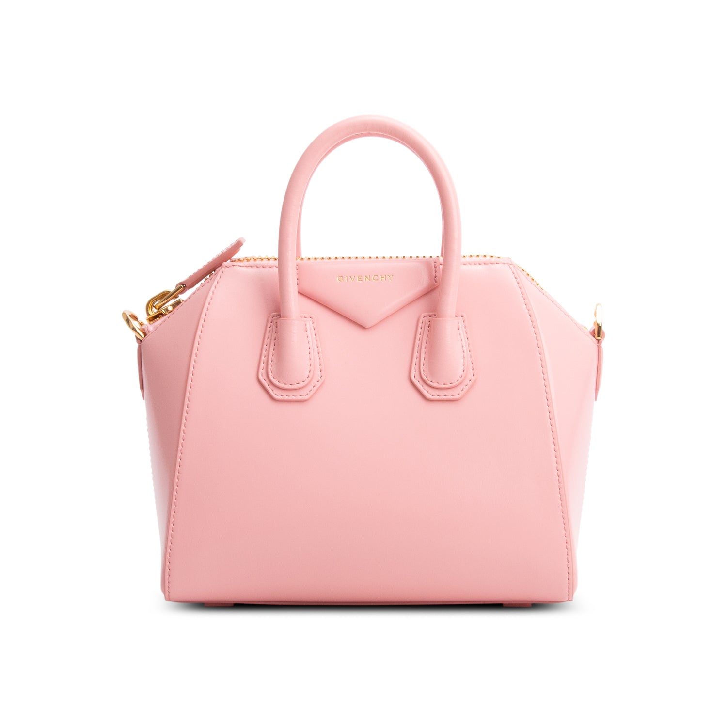 Givenchy 2025 Pink Shiny Lord Calfskin Leather Mini Antigona Bag w/ Strap