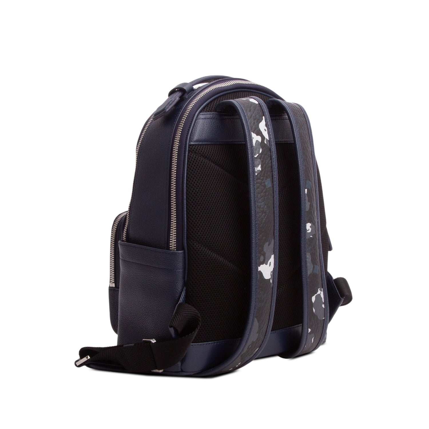 MCM Blue Calfskin Visetos Floral Leopard Klassik Small Stark Backpack