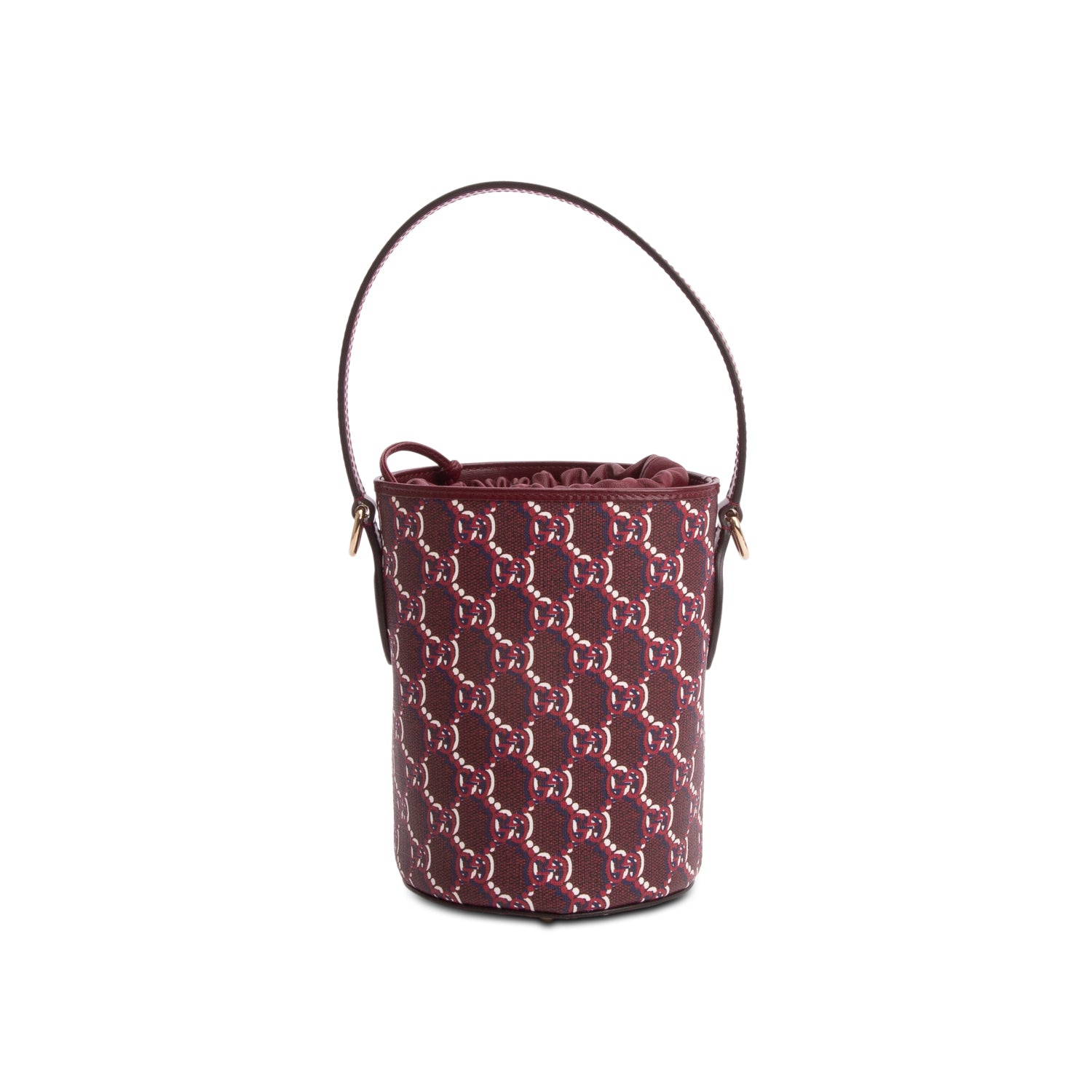 Gucci Red GG Shadow Monogram Mini Bucket Bag w/ Strap